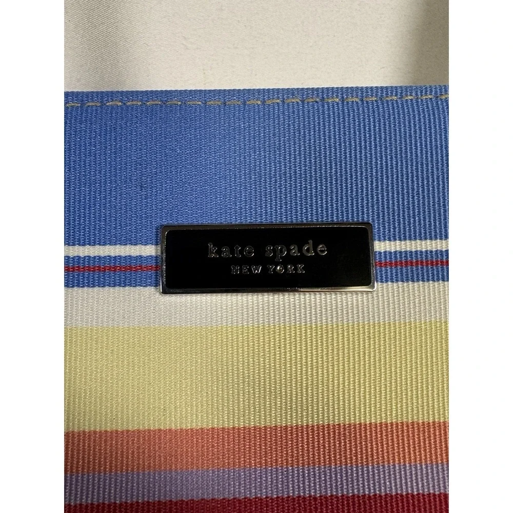 Vintage Kate Spade Sam Tote Bag Striped Canvas Rainbow Shoulder Purse Y2K 90s